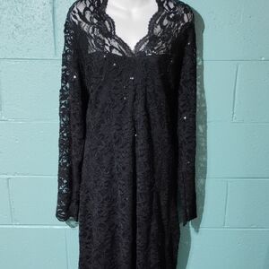 Blu Sage Elegant Black Lace Evening Gown
